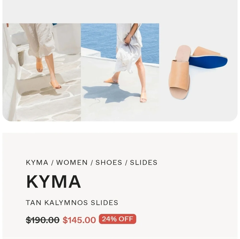 KYMA Greek KALYMNOS Leather Slide Sandals 8 - Picture 6 of 8